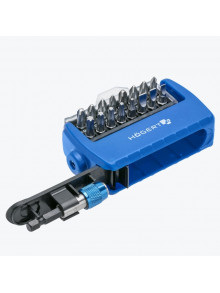 Набор бит с битодержателем 1/4, SL, PH, PZ, Torx, 17 предметов. HT1S401 HOEGERT