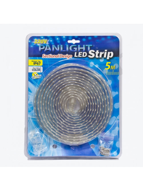 Светодиодная лента PL-5050B60WW5M-220E 220V SMD5050 14.4 ВТ IP67 3000-3500K