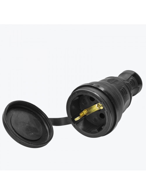 Розетка переносная с защитной крышкой каучуковая IP44