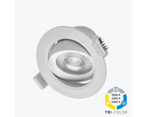 Spot LED rotativ încorporat rotund alb VOLARE 7W 630Lm IP20 3000K/4000K/6000K