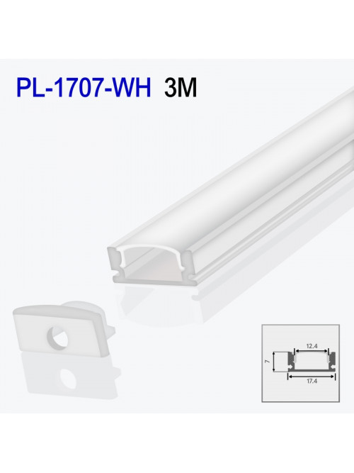Алюминиевый профиль накладной для светодиодной ленты белый 3m/set 17.5*7mm PL-1707-WH 3m PANLIGHT