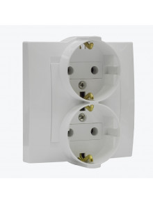 Priza dubla euro cu impamintare alba 1590459-030 SIMON 15