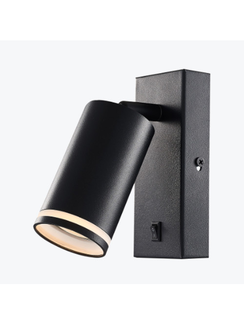 Бра GU10 круглый черный с выключателем 55x100mm PL-23024B