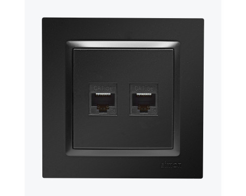 Priza dubla calculator+calculator RJ45 cat5e negru mat C52.01/49 SIMON 10