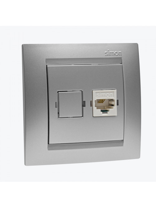 Priza telefon unitara RJ11 alluminiu 1591480-033 SIMON 15
