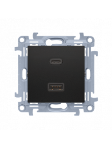 Priza dubla USB, C+A 30W, negru mat CEC2CA.01/49 SIMON 10