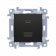 Priza dubla USB, C+A 30W, negru mat CEC2CA.01/49 SIMON 10