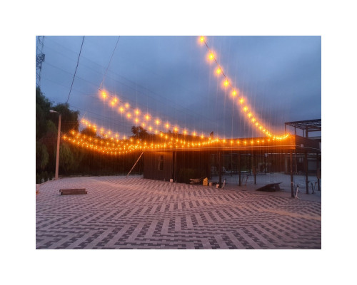 Уличная резиновая ретро гирлянда черная без ламп 60 патронов E27 20 метров с коннектором IP65 PL-SLL-20FR60-230 PANLIGHT