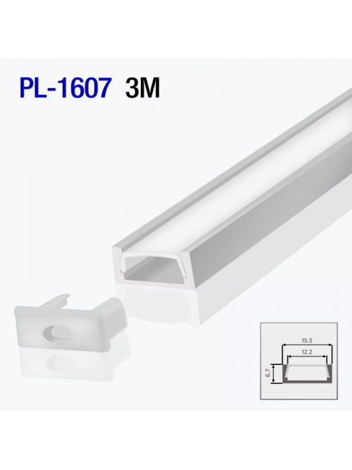 Алюминиевый профиль накладной для светодиодной ленты 3m/set 15.5*6.7mm PL-1607 3m PANLIGHT