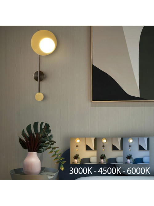 Настенный светильник 12W 3000K/4500K/6000K черный золотой PL-22401BG