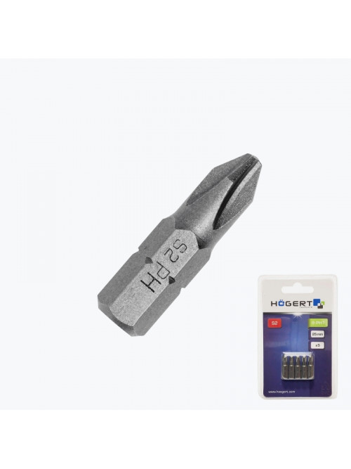 Биты PH1, 25 мм, сталь S2, 5 шт. HT1S301 HOEGERT