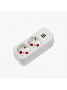 Блок розеток 2 гнезда с заземлением и USB белый 77 202 00 AY-KA