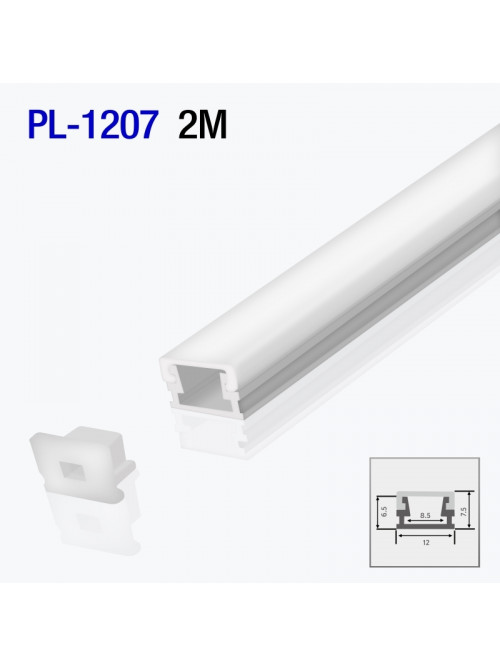 Алюминиевый профиль накладной для светодиодной ленты 2m/set 12*6.5mm PL-1207 2m PANLIGHT
