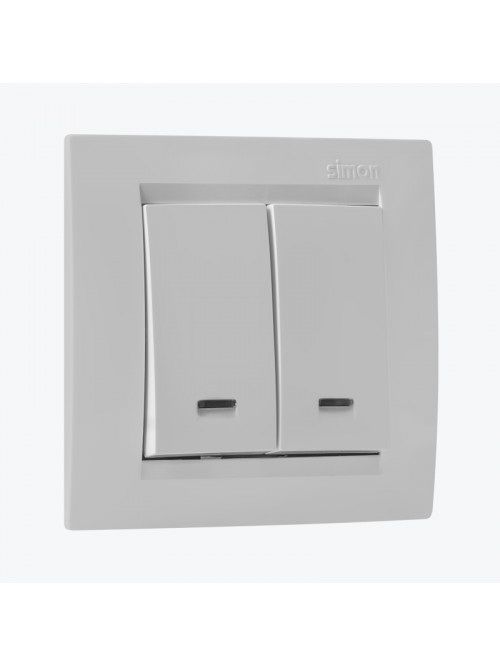 Întrerupător dublu cu indicator LED alb 1591392-030 SIMON 15