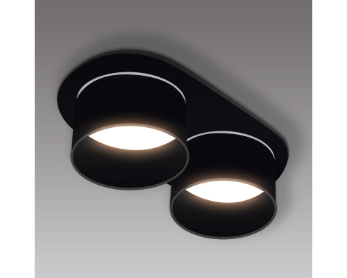 Spot incorporat 2xGU10 dublu rotund negru PL-234262B