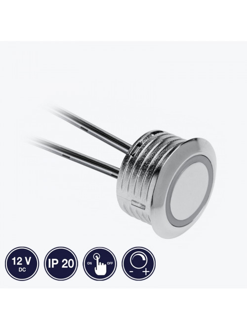 Выключатель контактный сенсорный диммируемый с проводом 1.5 метра 12V DC, 20W,IP20  хром GTV AE-WBEZD-NB