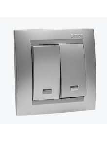 Intrerupator dublu cu indicator LED aluminiu 1591392-033 SIMON 15