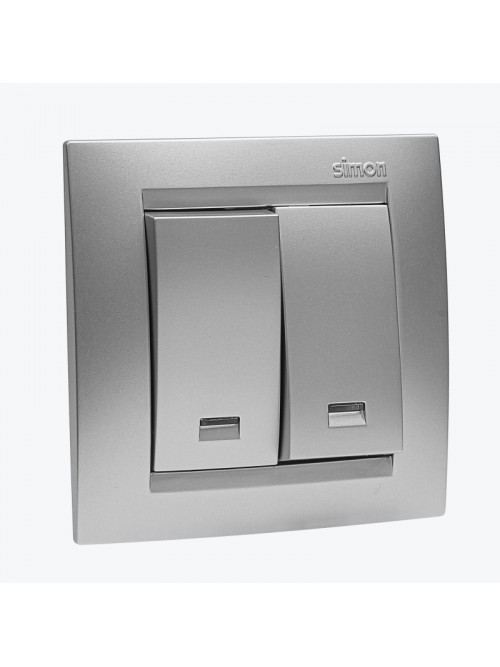 Intrerupator dublu cu indicator LED aluminiu 1591392-033 SIMON 15