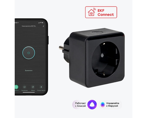 Умная розетка EKF Сonnect PRO Wi-Fi черная RCS-2-WF EKF Сonnect PRO