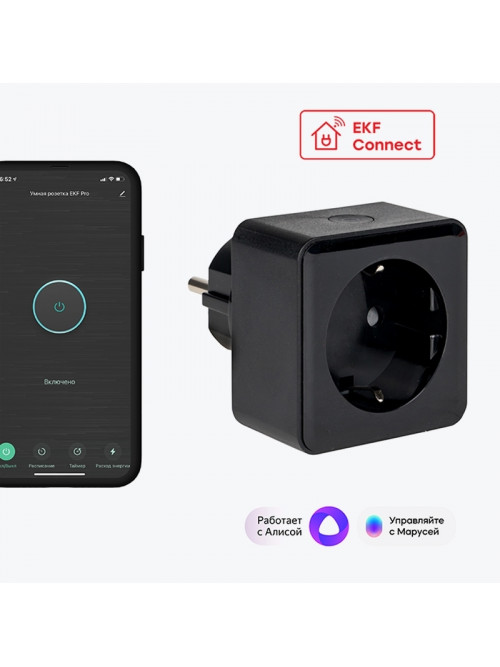 Умная розетка EKF Сonnect PRO Wi-Fi черная RCS-2-WF EKF Сonnect PRO