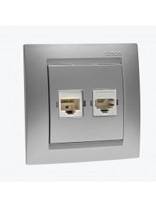 Priza TF RJ11 + calculator RJ45 cat.5e  aluminiu 1591590-033 SIMON 15