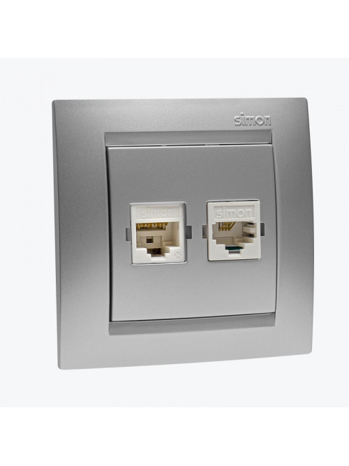Priza TF RJ11 + calculator RJ45 cat.5e  aluminiu 1591590-033 SIMON 15