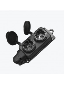 Розетка двухместная с защитной крышкой каучуковая 230V 2P+PE 16A IP44 RPS-018-16-230-44 EKF PROxima