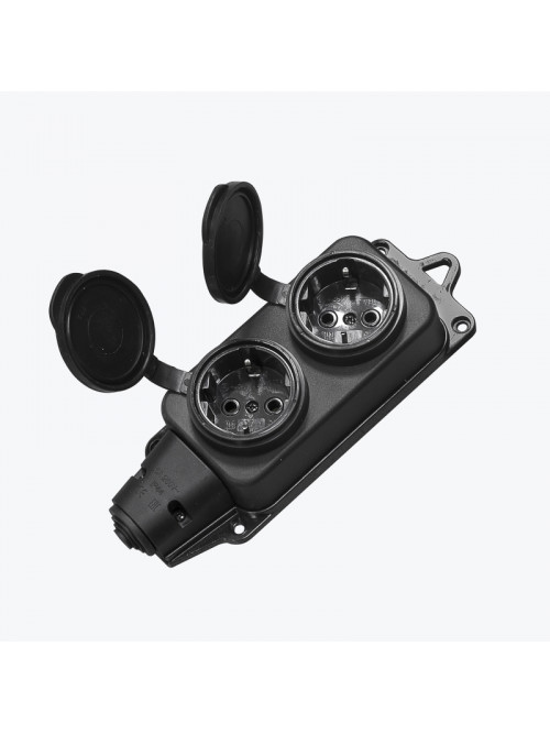 Розетка двухместная с защитной крышкой каучуковая 230V 2P+PE 16A IP44 RPS-018-16-230-44 EKF PROxima