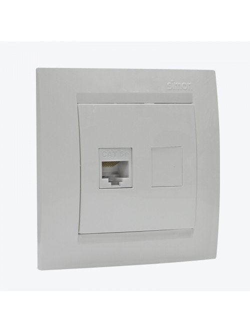 Priza calculator unitara RJ45 cat 5e AMT alba 1591551-030 SIMON 15