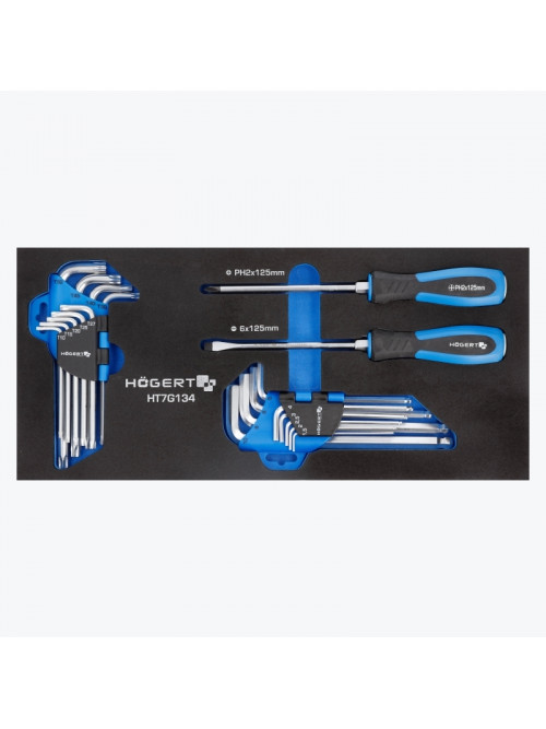 Набор отверток, ключей HEX и TORX, 20 шт, ложемент EVA HT7G134 HOEGERT