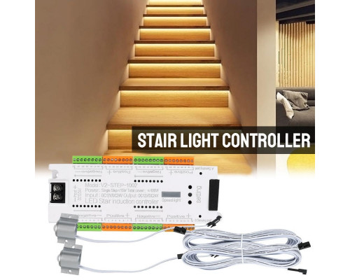 Контроллер интерактивной светодиодной подсветки лестницы ИК STEP-1002 32 канала DC12-24V 400W IP20