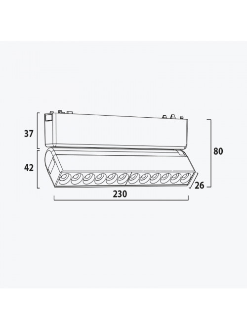 Светильник Linear поворотный на магнитную шину черный 12Вт,4000K,DC48V,230MM PANLIGHT ULTRA SLIM PL-12MTC-BK