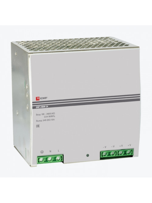 Блок питания на DIN рейку DC21,6....26,4 ВV 10A 240W IP20 dr-240w-24 EKF PROxima