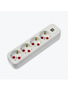 Блок розеток 4 гнезда с заземлением и USB белый 77 402 00 AY-KA
