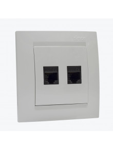 Priza dubla calculator+calculator RJ45 cat5e AMT alba 1591552-030 SIMON 15