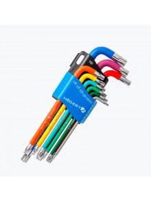 Набор Г-образных удлиненных ключей TORX с цветной маркировкой, Т10-Т50, 9шт HT1W817 HOEGERT