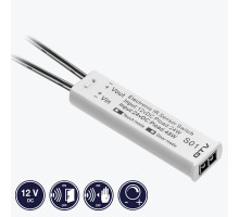 Выключатель сенсорный диммируемый встроенный с проводом 2 метра 12V DC-24W 24V DC-48W IP20 белый GTV AE-WBBUNI-10DIM