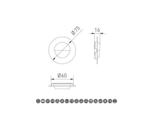 Corp de iluminat pentru scara rotund LED ESCADA OB DC12V 0,8W 70Lm 4000K 150cm LD-ESOB084-51