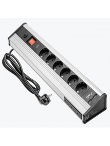 Удлинитель настольный 6 розеток серебристый черный 6хUSB GTV MULTI AE-PBMUL6S6U-53