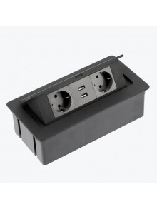 Розетка выдвижная 2-местная встраиваемая с заземлением 2хUSB черный GTV AE-PBSUC2GS-20N