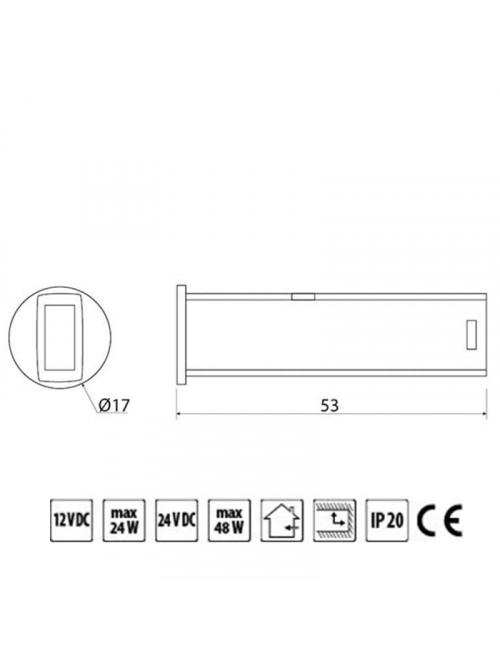 Выключатель сенсорный диммируемый встроенный с проводом 2 метра 12V DC-24W 24V DC-48W IP20 белый GTV AE-WBBUNI-10DIM