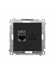Розетка двойная компьютерная RJ45, категория 6e черный мат T62.01/149 SIMON 55
