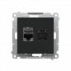 Розетка двойная компьютерная RJ45, категория 6e черный мат T62.01/149 SIMON 55