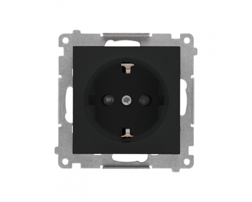 Розетка с заземлением с защитными шторками черный мат TGSZ1CZ.01/149 SIMON 55