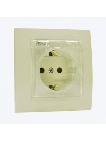 Priza euro protectie pentru copii cu capac IP44 ivoar 1590450-031 SIMON 15