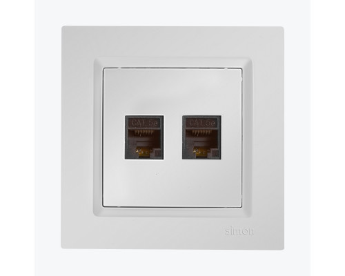 Priza dubla calculator+calculator RJ45 cat5e alba C52.01/11 SIMON 10