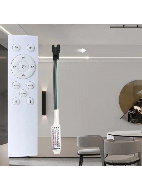 Контроллер для адресной светодиодной ленты CCT с пультом RF, DC12-24V, IP20, 3000K/4000K/6500K 1х2048 пиксельный PANLIGHT
