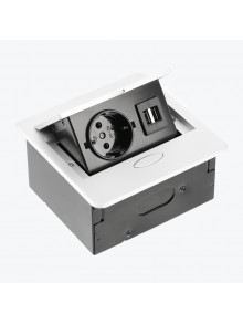 Розетка выдвижная 1-местная встраиваемая с заземлением 2 USB белая GTV AVARO AE-PB1SAVA-10