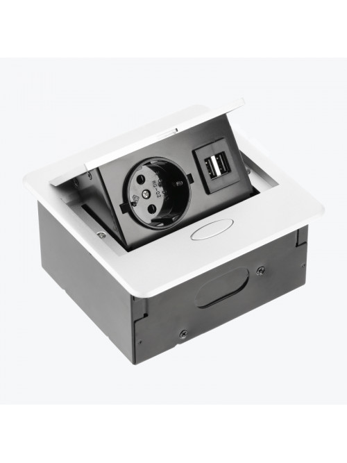 Розетка выдвижная 1-местная встраиваемая с заземлением 2 USB белая GTV AVARO AE-PB1SAVA-10