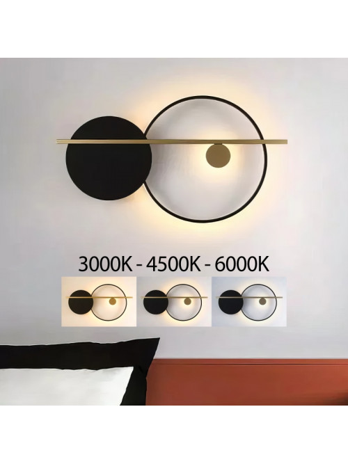 Настенный светильник 28W 3000K/4500K/6000K черный золотой PL-22410BG